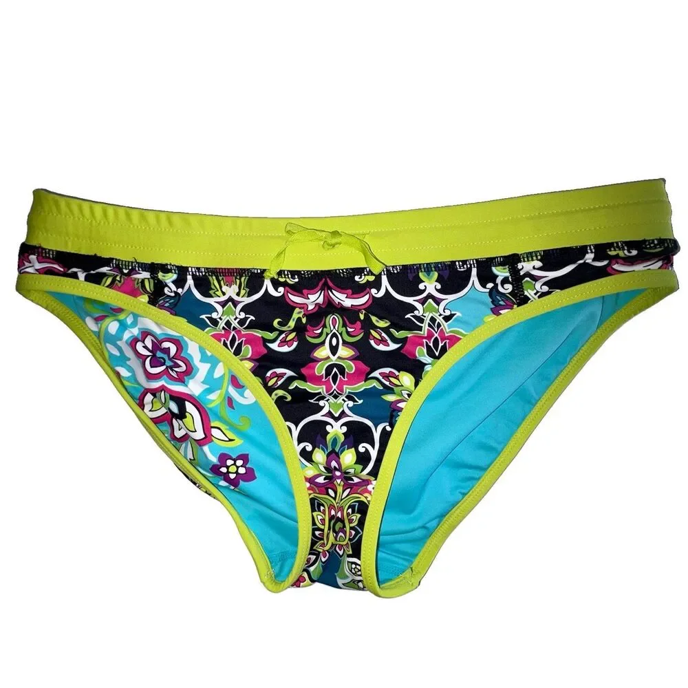 Athleta Reversible Bikini Swim Bottoms Size Medium Drawstring Waist Wildflower